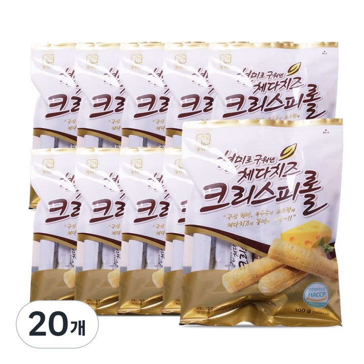 우리밀 현미로 구운 체다치즈 크리스피롤, 100g, 20개