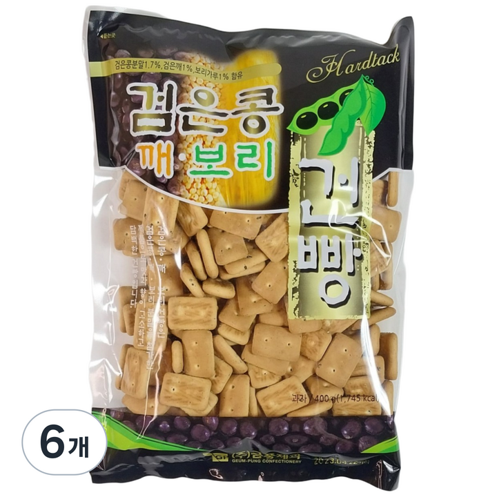 금풍 검은콩 깨 보리건빵 금풍제과, 6개, 400g