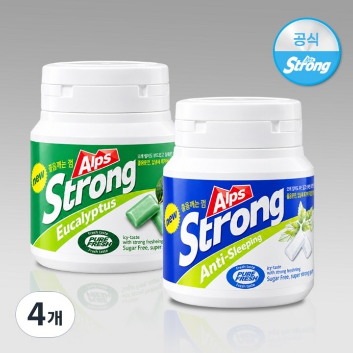 알프스스트롱 잠깨는 무설탕 졸음 껌 두가지맛, 4개, 54g