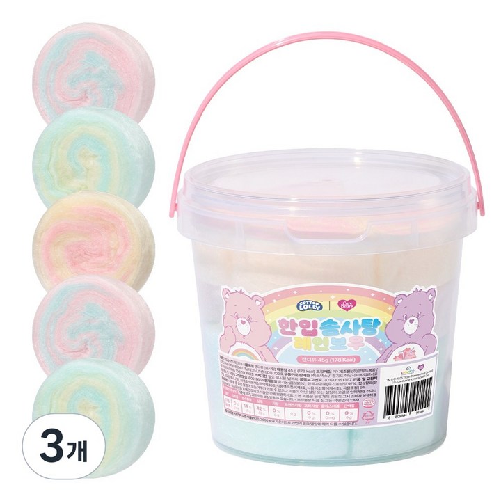 스낵스 케어베어 한입솜사탕 레인보우, 45g, 3개
