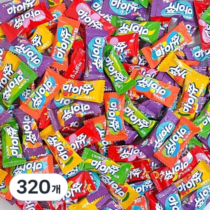 크라운 마이쮸 4가지 맛-딸기 망고 포도 멜론, 320개, 4g