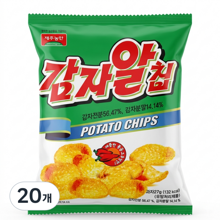 제주농연 감자알칩 매콤한 볶음 고추장맛, 27g, 20개