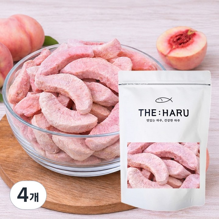 더하루 동결건조 100% 핑크복숭아칩 과일칩 건조과일 간식, 100g, 4개