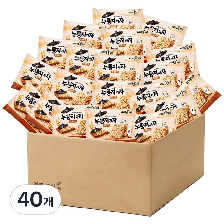 찹쌀로 만든 누룽지 과자 달콤한맛 전통스낵 개별포장, 40개, 26g