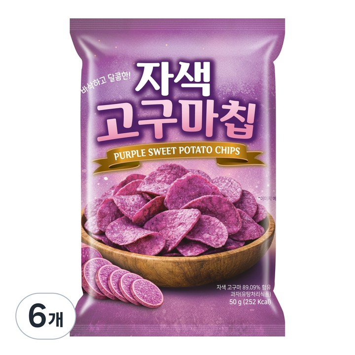 선우글로벌 자색고구마칩, 6개, 50g