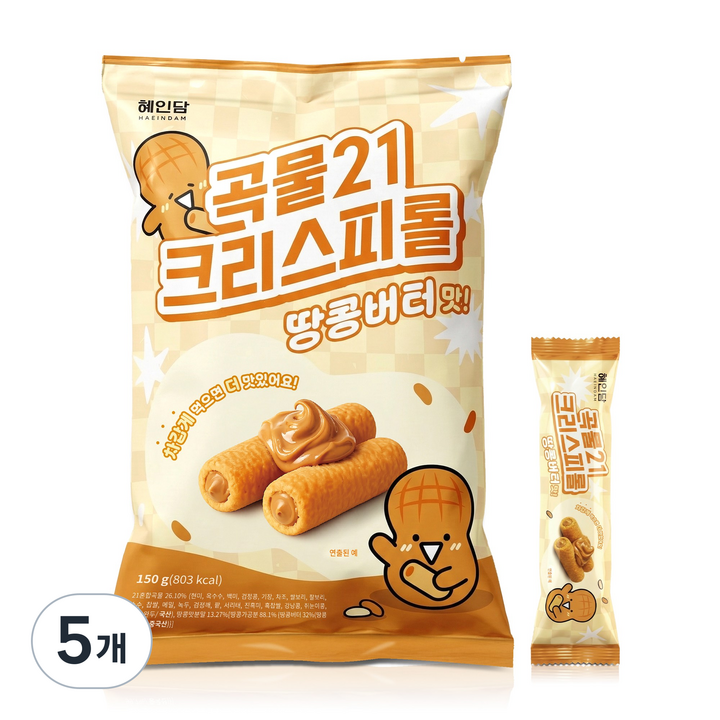 혜인담 곡물21 크리스피롤 땅콩버터맛, 5개, 150g