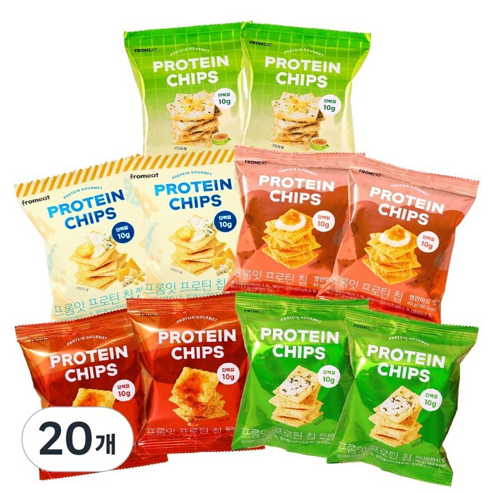 프롬잇 프로틴칩 5종 버라이어티팩, 40g, 20개, 혼합맛