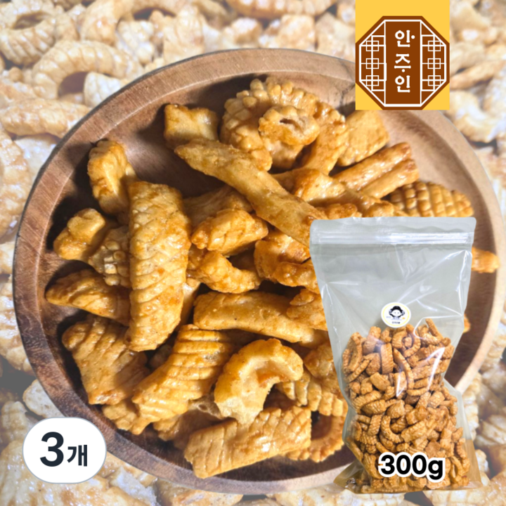 오징어맛칩 맥주 단짠 간식 오징어칩 오징어맛칩 기본 안주 주전부리, 3개, 300g