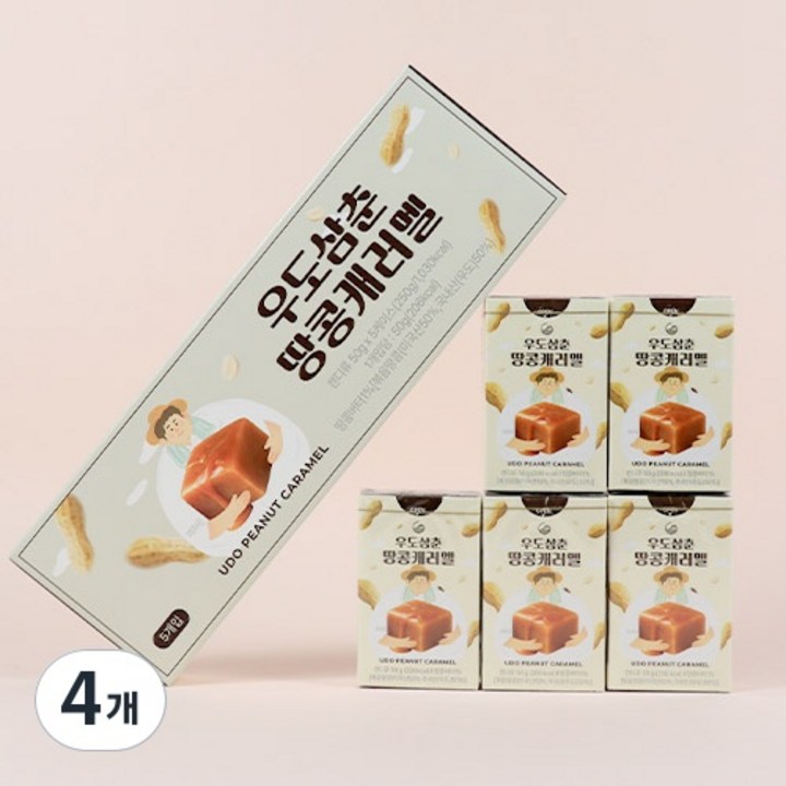 우도삼춘 제주 우도땅콩 캐러멜 제주기념품 카라멜 간식, 4개, 250g