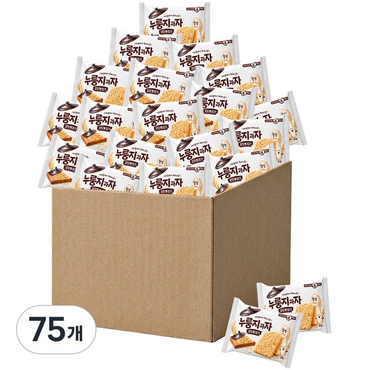 가마솥 찹쌀 누룽지 무가당 설탕 무첨가 개별포장 쌀과자, 75개, 26g