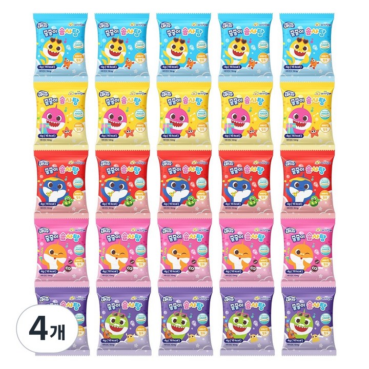앙팡드봉봉 스낵스 핑크퐁 아기상어 줄줄이 솜사탕 15p, 60g, 4개