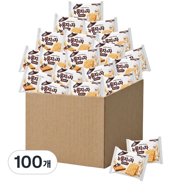 가마솥 찹쌀 누룽지 무가당 설탕 무첨가 개별포장 쌀과자, 100개, 26g