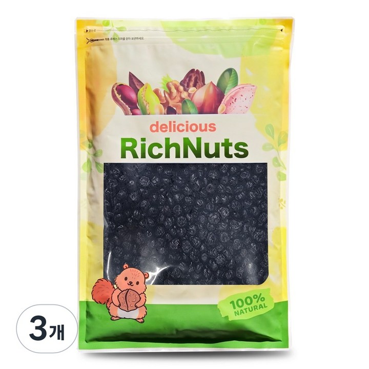 리치너츠 건블루베리 미국산, 3개, 1kg