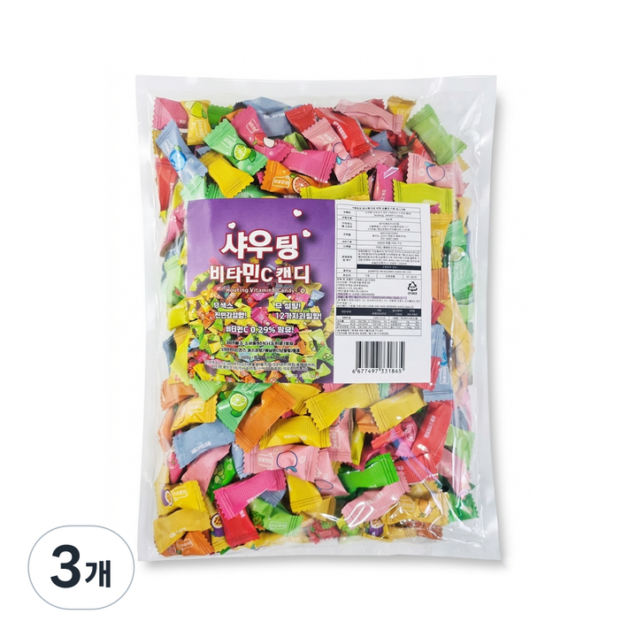 무설탕 비타민C 12가지 믹스 캔디 대용량, 500g, 3개