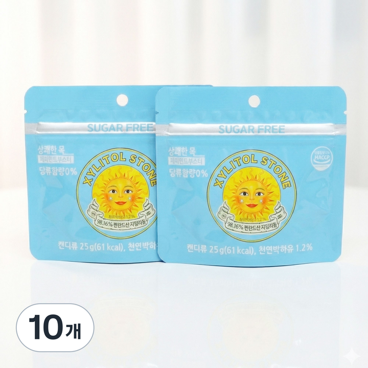 상쾌한 목 페퍼민트 부스터 자일리톨 스톤, 25g, 10개, 1개입