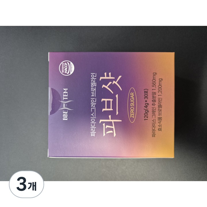 [정품] 파브샷 제로슈가 식후관리 파라다이스 그레인 브로멜라인 식약청인증 HACCP, 3개, 120g