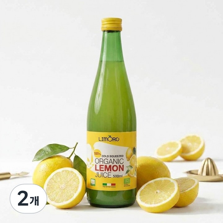 리모로 유기농 100% 레몬 착즙 주스 NFC 이탈리아산, 2개, 500ml