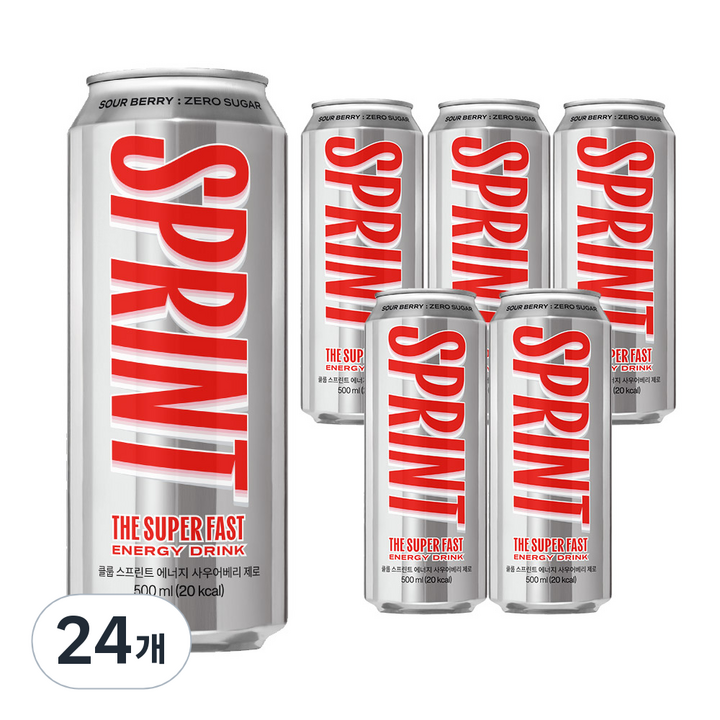 클룹 스프린트 에너지 사우어베리 제로 고카페인, 500ml, 24개