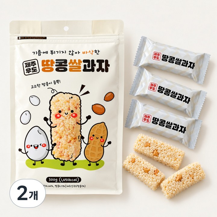 델리쿡 제주 고소한 우도땅콩 쌀과자, 2개, 300g