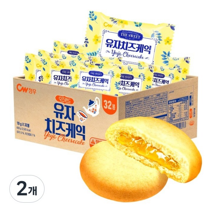 오즈랜드 청우 유자 치즈케익 608g(32봉), 608g, 2개