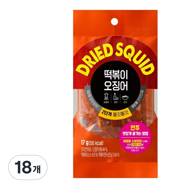 떡볶이맛 오징어스낵, 18개, 17g