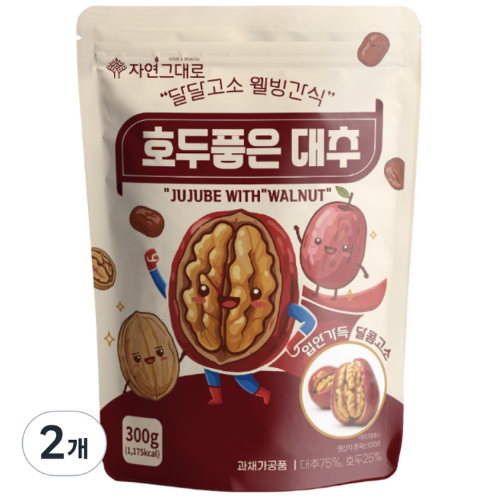 호두품은대추 300g 대추호두말이 대추절임 웰빙간식, 2개
