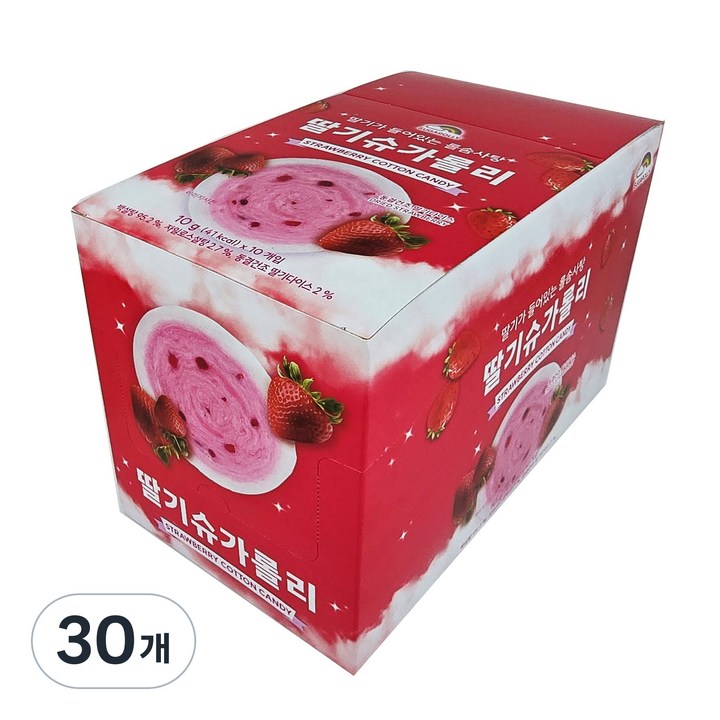 슈가롤리 리얼 딸기 솜사탕, 30개, 10g