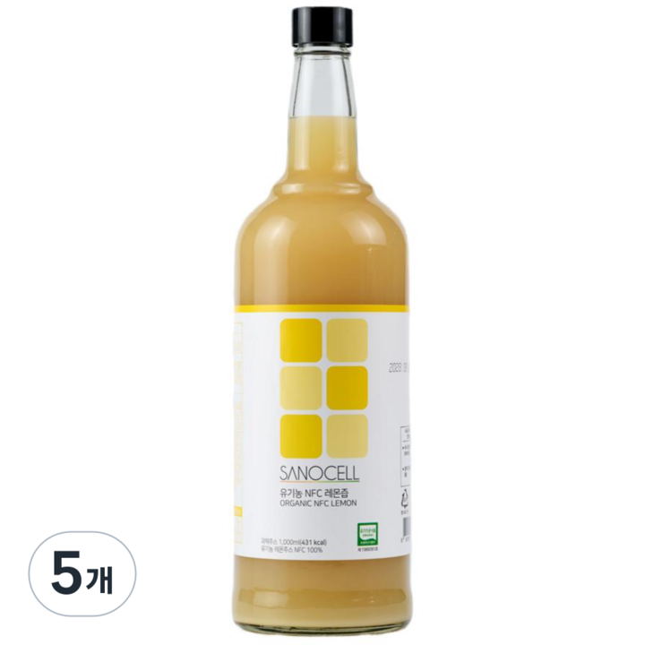 사노셀 유기농 NFC 레몬즙 100% 1 000ml, 5개, 1L