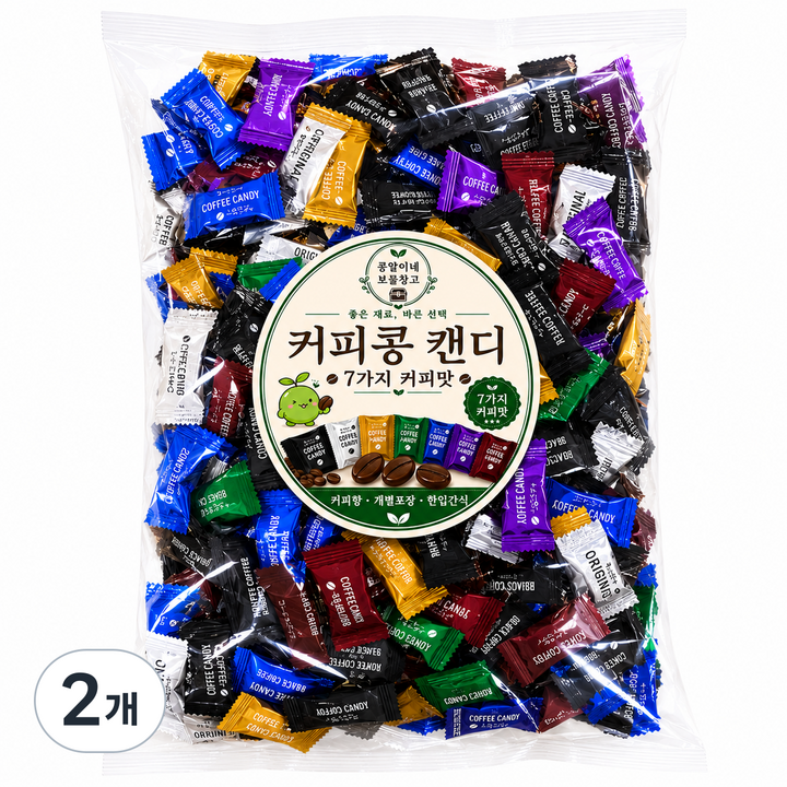 [콩알이네] 씹어먹는 커피콩캔디 7가지맛, 2개, 500g