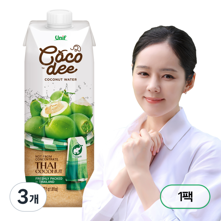 유니프 코코디 코코넛워터, 1L, 3개