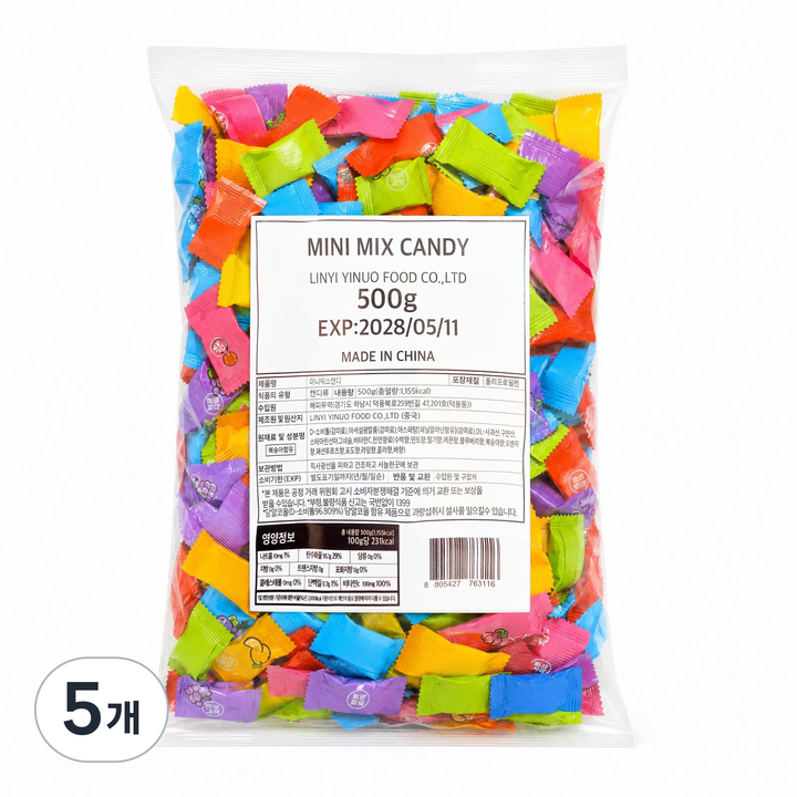 무설탕 12가지맛 비타민C 민트 미니 과일맛 캔디, 5개, 500g