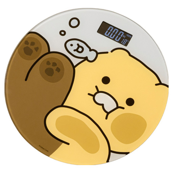 카카오프렌즈 원형 체중계 춘식이 홈 캐릭터 스마트 체지방 체중관리 가정용 강화유리 LED
