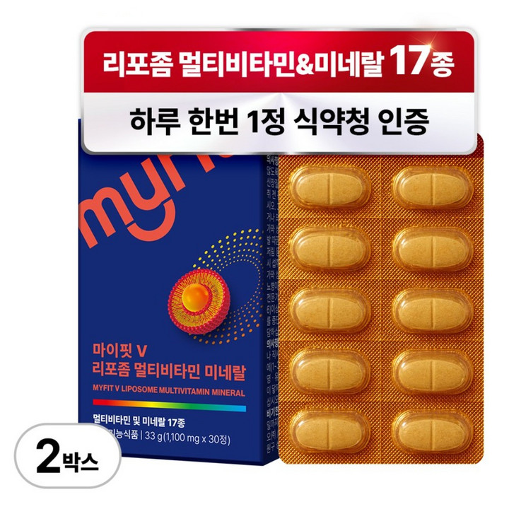 동국제약 마이핏 리포좀 멀티비타민 & 미네랄 17종 영양제 식약청인증 33g, 6개