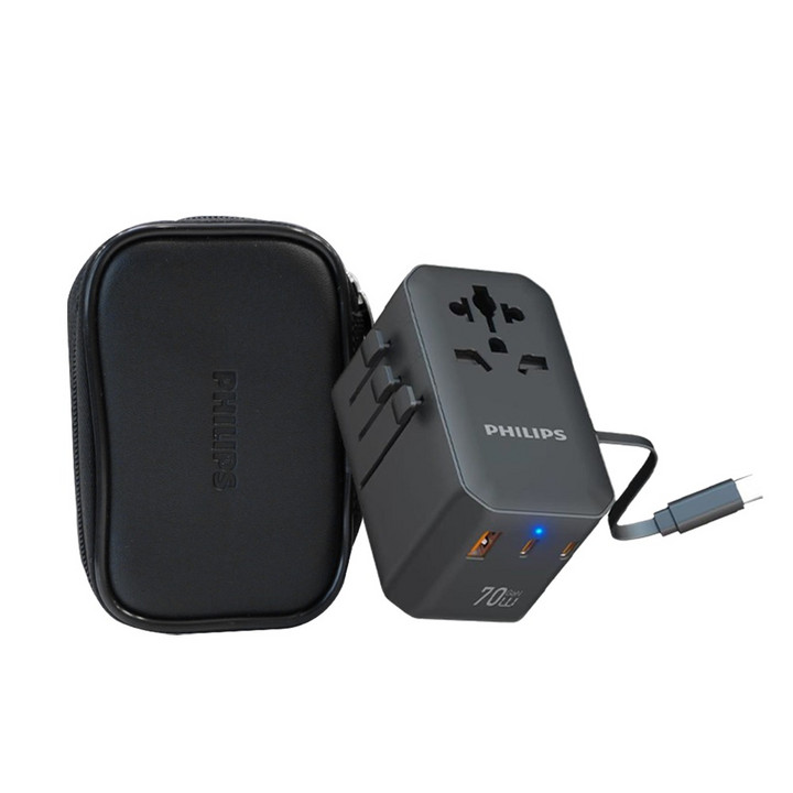필립스 여행용 멀티어댑터 70W USB-C 고속충전 해외여행 + 파우치 증정