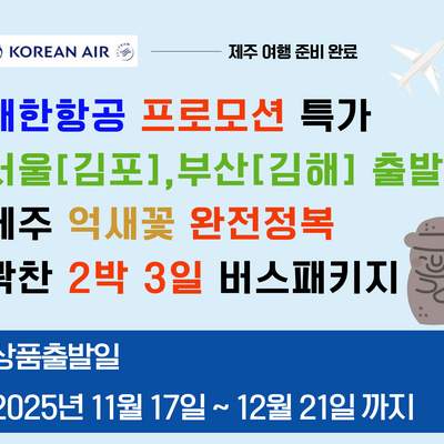 [제주/서귀포시] [김포,부산출발] 대한항공 제주 억새꽃 완전정복 2박3일 버스패키지
