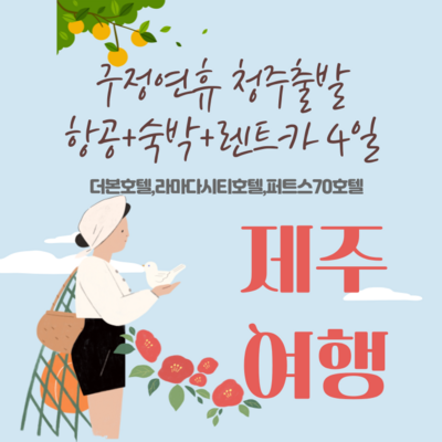 [제주] |구정연휴/청주출발| 왕복항공권+호텔선택+전일정렌트카(자차제공) 3박4일