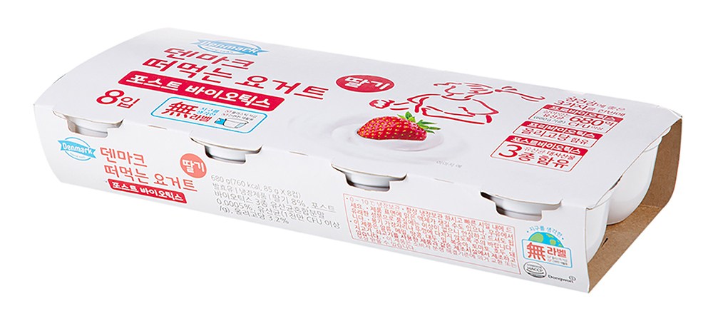 Denmakeu Tteomeok Yogurt Packets Seuteu Baotikseu Strawberry , 85 g, 8 Pack , 1 Pack (덴마크 떠먹는 요거트 포스트 바이오틱스 딸기, 85g, 8개입, 1개)