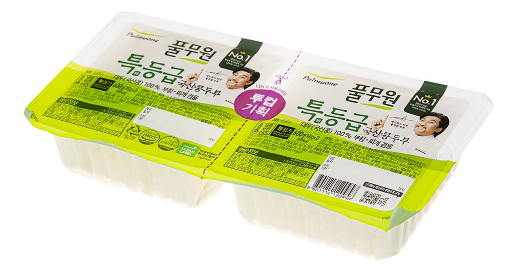 Pulmuone Teuk Grade Domestic Kong Tofu Buchimjji Pack Gyeomyong , 300 g, 2 Pack Pack (풀무원 특등급 국산콩 두부 부침찌개 겸용, 300g, 2개입)