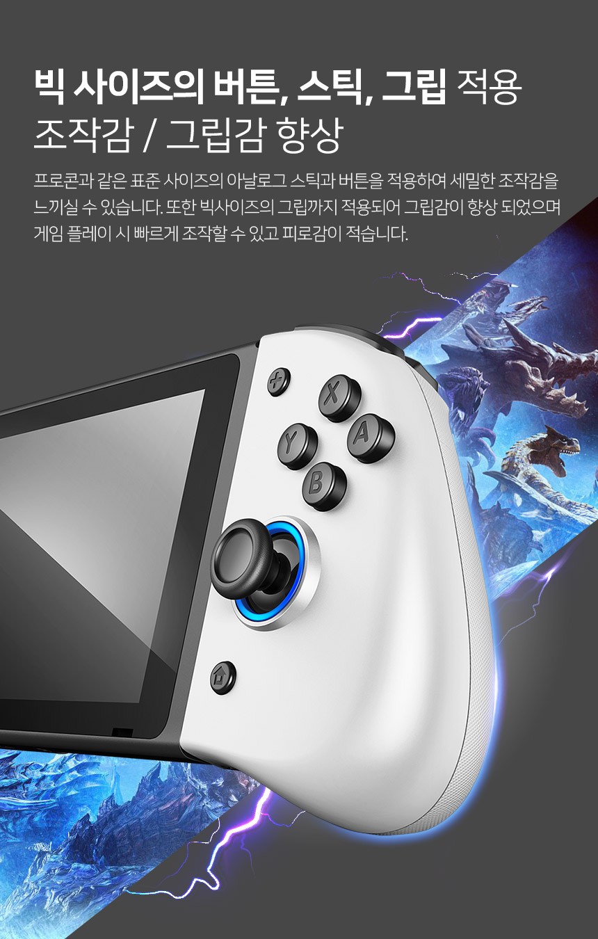 조이트론 닌텐도 스위치 컨트롤러 그립 조이콘, MX그립콘(화이트), 1개