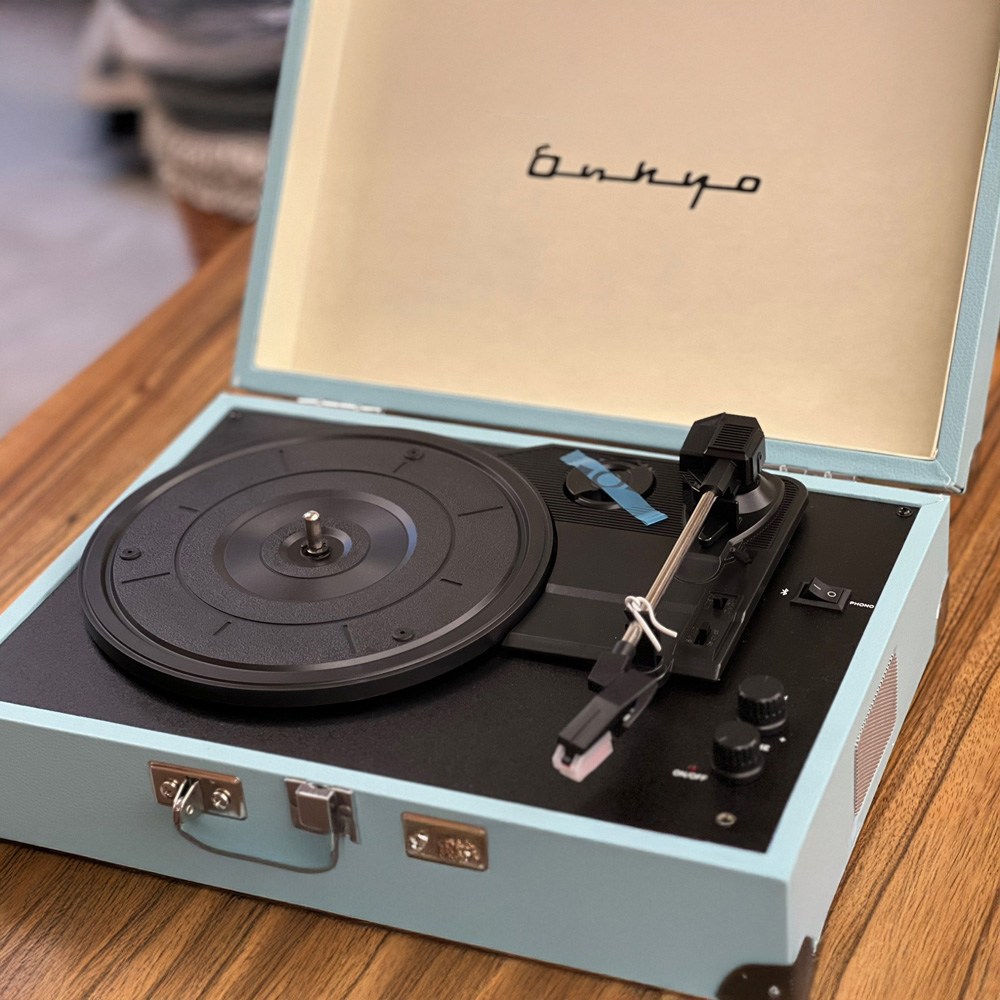 日本ONKYO 復古手提黑膠唱片機原廠保固, OCP_01, 天空藍, 1台- 唱盤| 酷澎