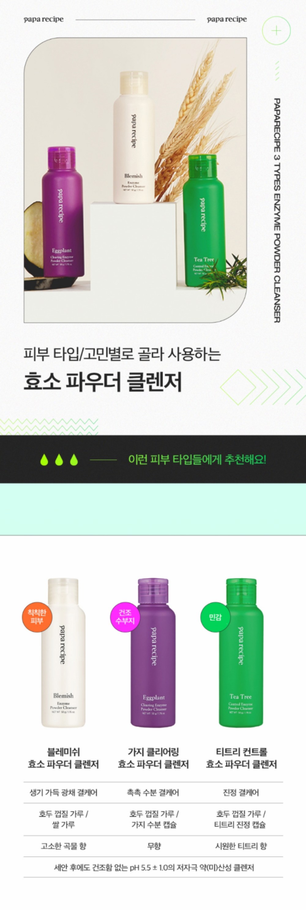 Papareseopi Ji Clear Ring Hyoso Powder Cleanser , 50 g, 2 Pack (파파레서피 가지 클리어링 효소 파우더 클렌저, 50g, 2개)