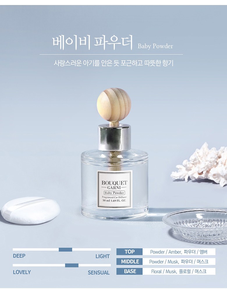 Bukereuni Peuregeureonseudeu Charyangyong Dipyujeo 50 ml, Soft Cotton , 2 Pack (부케가르니 프레그런스드 차량용 디퓨저 50ml, 소프트코튼, 2개)