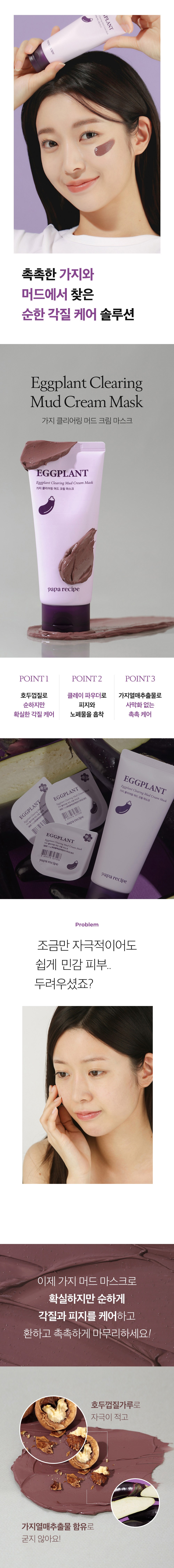 Papareseopi Ji Clear Ring Meodeu Cream Mask 100 ml, 1 Pack , 1 Pack (파파레서피 가지 클리어링 머드 크림 마스크 100ml, 1개입, 1개)