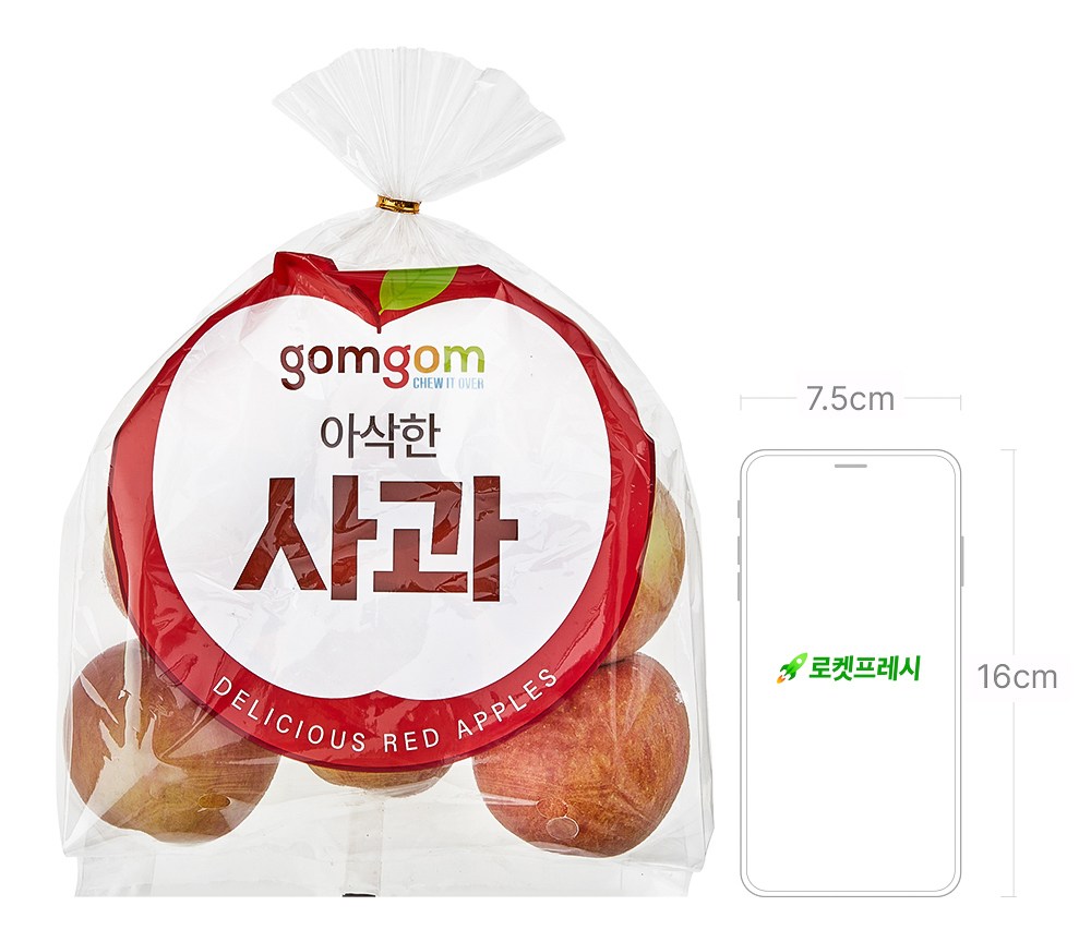 GuamPick Sweetness Seonbyeol Andong Apple , 1 kg( So ), 1 Pack (곰곰 당도선별 안동사과, 1kg(소과), 1개)