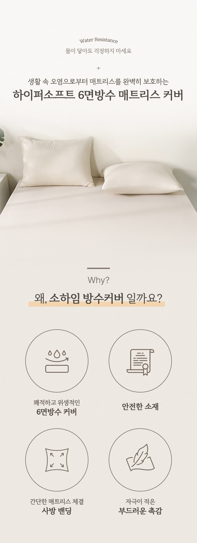 Sohaim Hapeo Soft 6 Noodles Bangsu Sheets Teuriseukeobeo (소하임 하이퍼소프트 6면방수 매트리스커버)