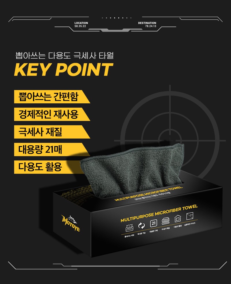 Moteobeu Charyangyong Ppopasseu Dayong Geuk Set Sa Ta 21 p, Geure , 1 Pack (모터브 차량용 뽑아쓰는 다용도 극세사 타월 21p, 그레이, 1개)
