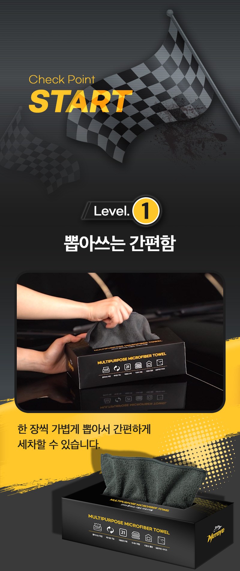Moteobeu Charyangyong Ppopasseu Dayong Geuk Set Sa Ta 21 p, Geure , 1 Pack (모터브 차량용 뽑아쓰는 다용도 극세사 타월 21p, 그레이, 1개)