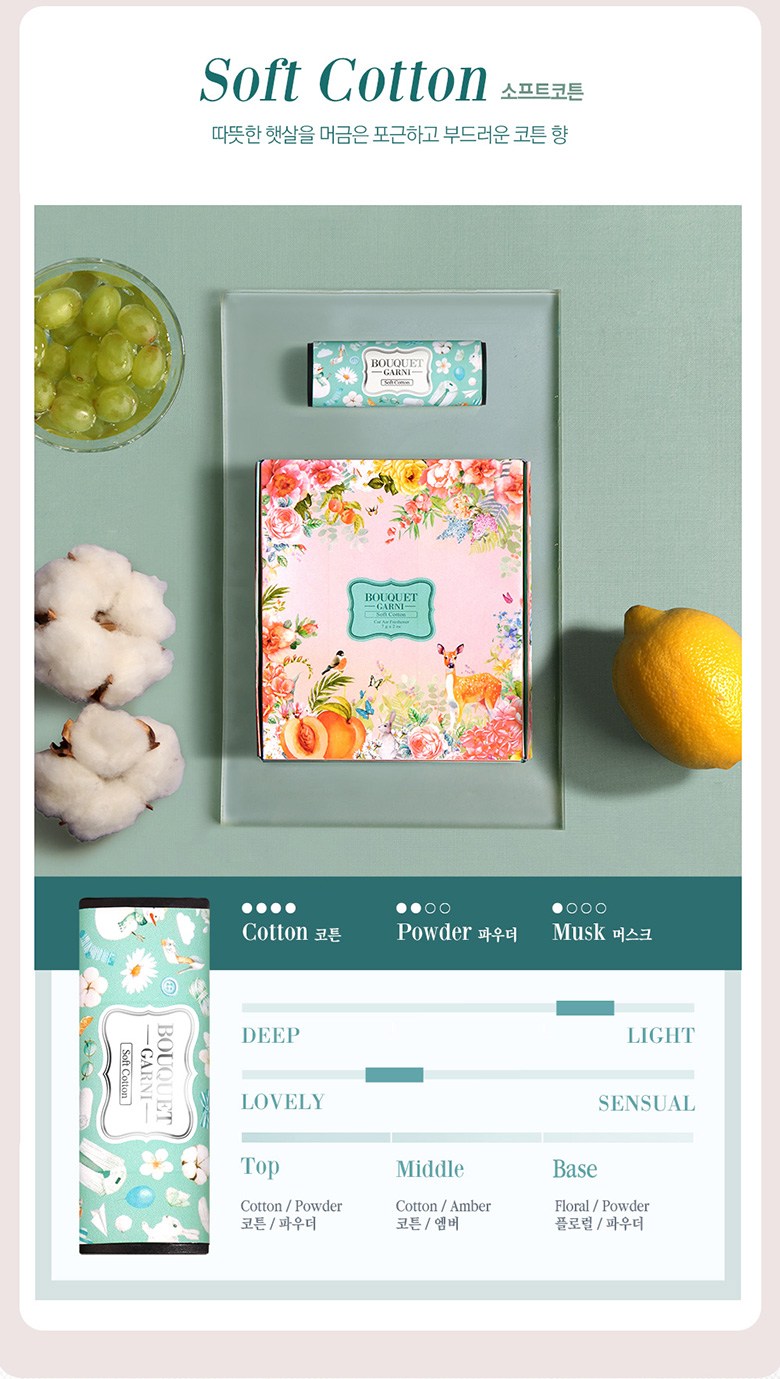 Bukereuni Charyangyong Songpunggu Bang Scent Je , 2 Pack , Baby Powder (부케가르니 차량용 송풍구 방향제, 2개, 베이비 파우더)