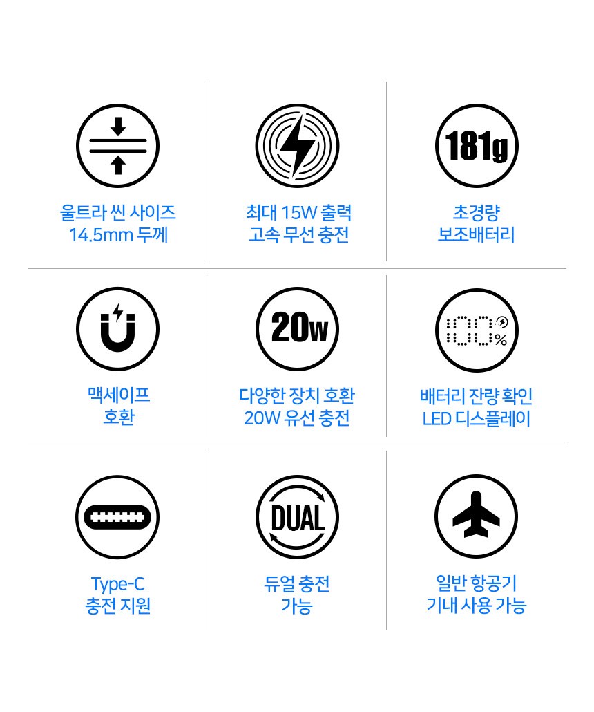 Joteuron MAC Set Peu Ultra Seulrim Bojo Pear Teori 10000 mAh USB-C , MiniMax, Black (조이트론 맥세이프 울트라 슬림 보조배터리 10000mAh C타입, MiniMax, 블랙)