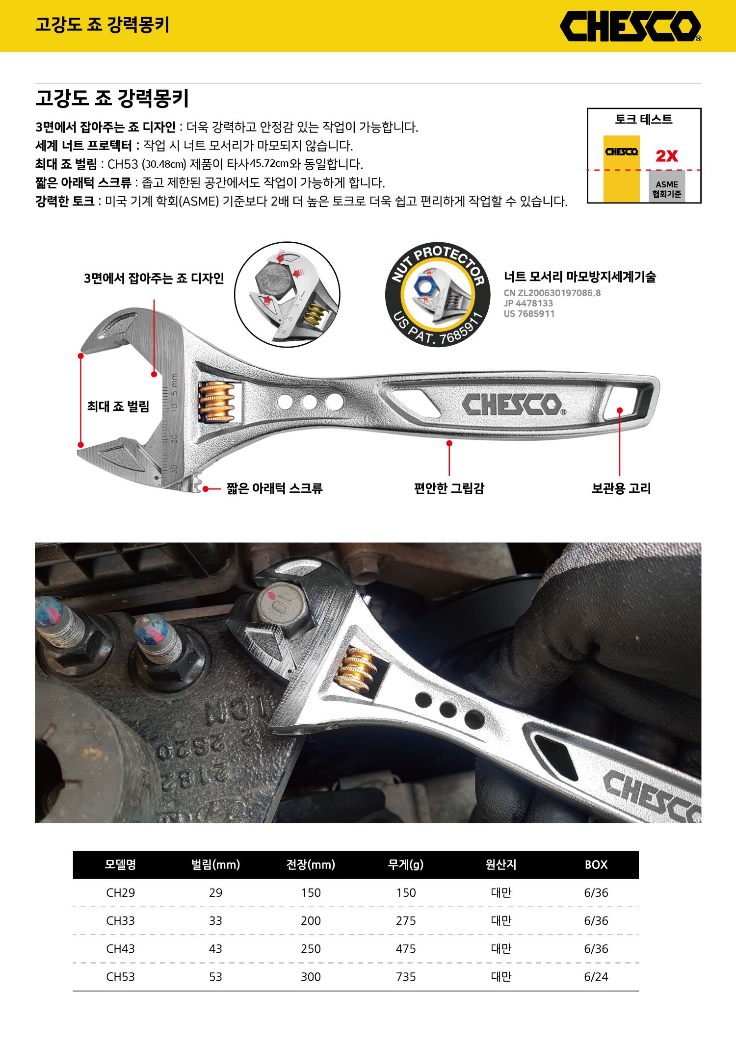 CHESCO 高強度強力活動扳手43 x 250 mm, CH43, 1個- 其他電動工具/精密工具| 酷澎